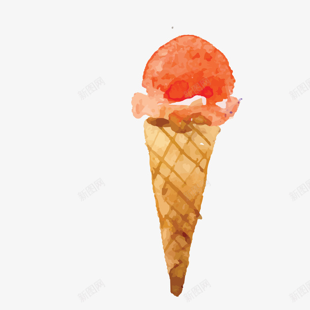 卡通手绘甜筒冰淇淋矢量图ai免抠素材_新图网 https://ixintu.com 冰淇淋 卡通 天猫吃货节 手绘 红色 食物 矢量图