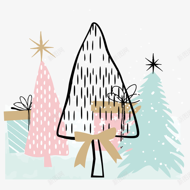 圣诞节手绘圣诞树元素矢量图ai免抠素材_新图网 https://ixintu.com 圣诞树 圣诞节 手绘插画 礼物 礼盒 节日装饰 矢量图