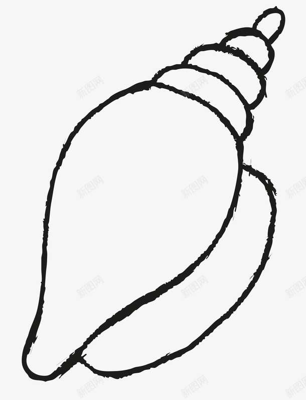 简笔海螺图标png_新图网 https://ixintu.com 一只 卡通 手绘 海螺 简图 简笔 线条 黑色