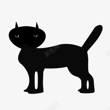 黑猫剪影图标图标