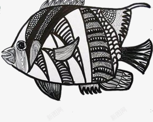鱼的手绘搞png免抠素材_新图网 https://ixintu.com 简约 装饰画 鱼 黑白