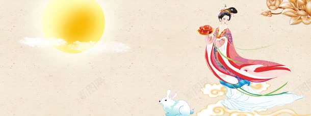 中秋古典嫦娥玉兔bannerjpg设计背景_新图网 https://ixintu.com banner 中秋 古典 圆月 嫦娥 月饼 玉兔