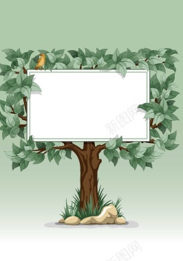 树木边框背景装饰矢量图背景