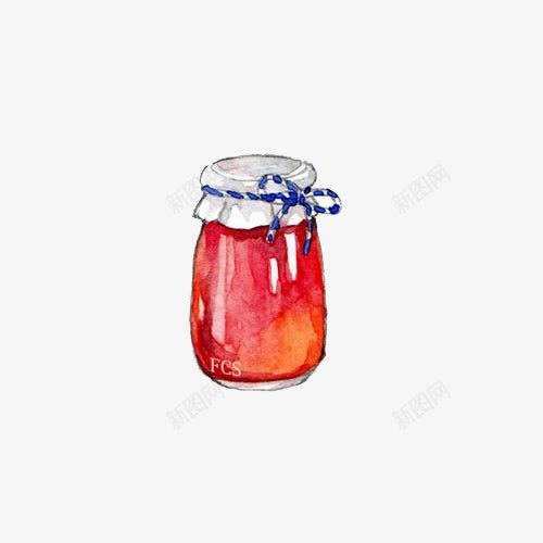 红色罐头瓶png免抠素材_新图网 https://ixintu.com 卡通 手绘 水果 红瓶子 罐头
