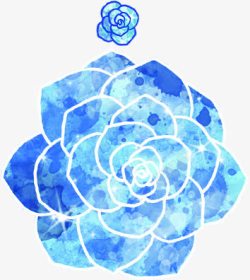 蓝色唯美手绘花朵轮廓素材