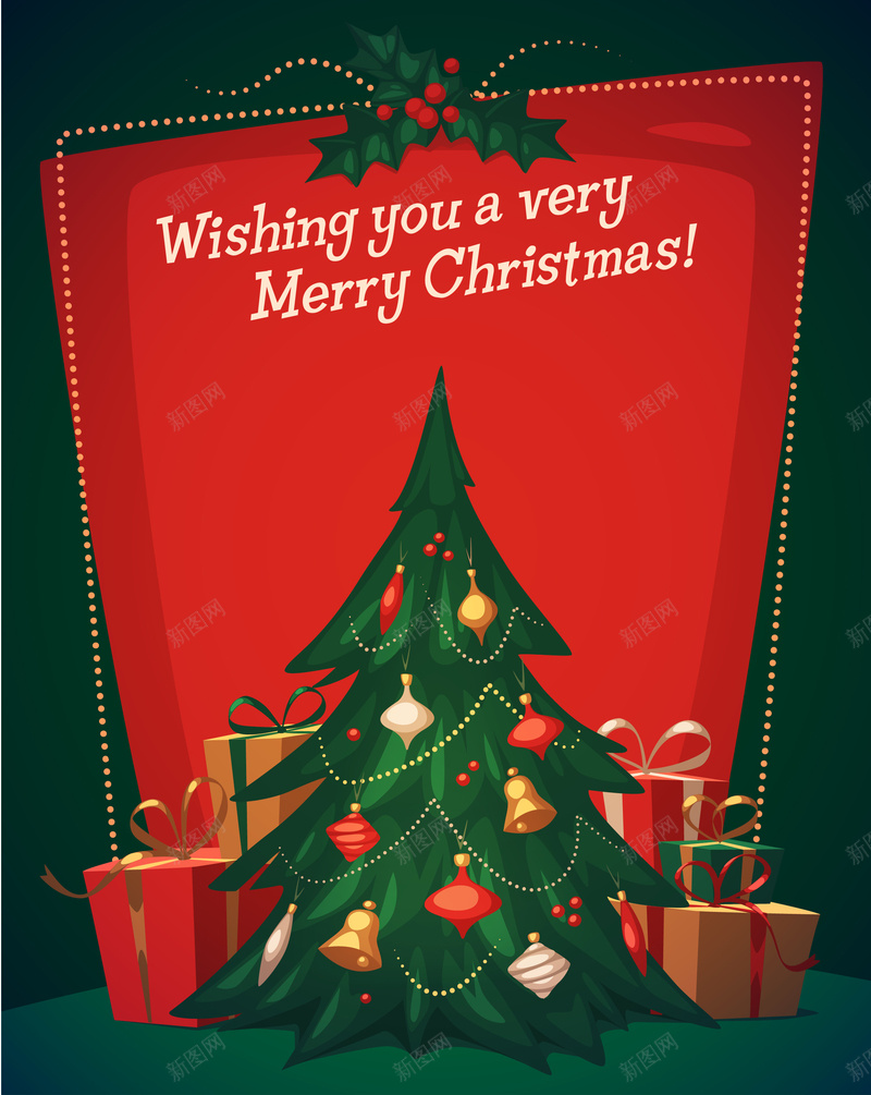 圣诞快乐大圣诞树海报背景矢量图ai_新图网 https://ixintu.com 卡通 圣诞快乐 大圣诞树 开心 手绘 海报 矢量 礼物 童趣 背景 矢量图