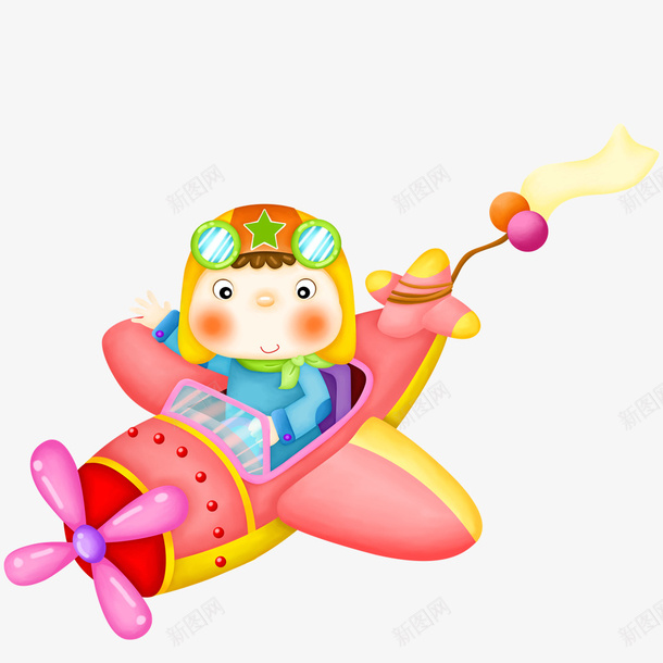 开飞机的儿童人物png免抠素材_新图网 https://ixintu.com 儿童节 卡通 可爱 开飞机 微笑 插画设计