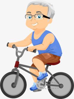 卡通中老年中老年人骑自行车高清图片