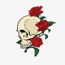 骷髅头与玫瑰花素材