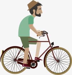 骑行路上骑自行车的大叔高清图片