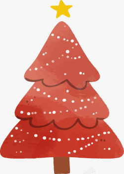 红色卡通的圣诞树矢量图素材