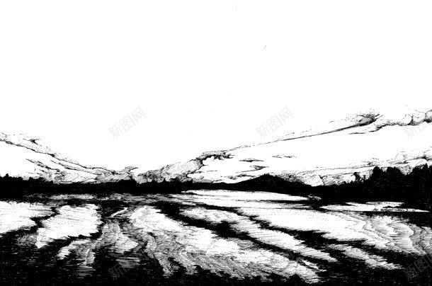 黑白色湖水野外风景jpg设计背景_新图网 https://ixintu.com 湖水 白色 野外 风景