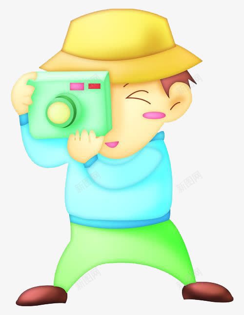 手拿相机拍照的男孩png免抠素材_新图网 https://ixintu.com 卡通人物 卡通相机装饰素材 手拿相机 拍照小人 拍照的男孩
