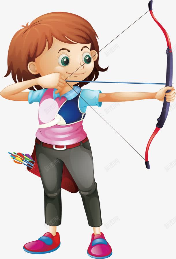 射箭的女孩png免抠素材_新图网 https://ixintu.com 可爱女孩 射箭 弓箭 矢量素材 运动员