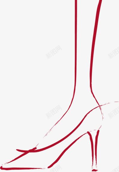 高跟鞋png免抠素材_新图网 https://ixintu.com 红色 线条 高跟鞋