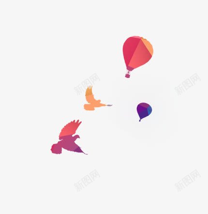 热气球和鸽子psd免抠素材_新图网 https://ixintu.com 彩色 海报素材 装饰素材