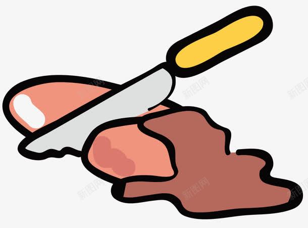 一块肉食png免抠素材_新图网 https://ixintu.com 吃的 正在切割 灰色的刀子 红色的食物 食品 黄色的把柄