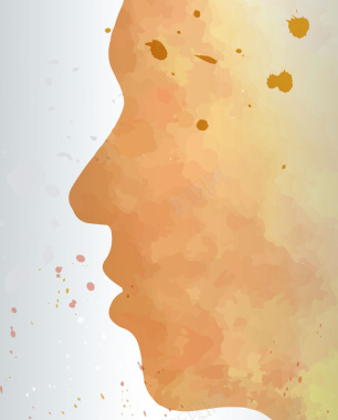 手绘水彩人物头像水墨喷溅抽象海报背景矢量图背景
