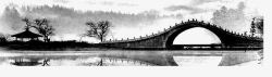 水墨桥中国风水墨画高清图片