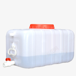 红色盖子白色塑料水箱素材