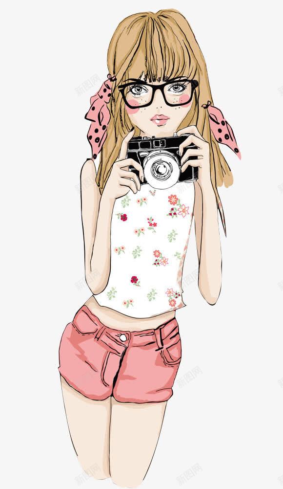 拍照的女孩png免抠素材_新图网 https://ixintu.com 卡通女孩 手拿相机 拍照 拍照的女孩