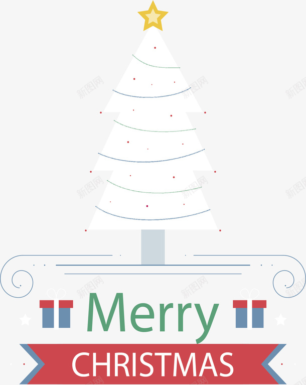 卡通的白色圣诞树矢量图ai免抠素材_新图网 https://ixintu.com 圣诞快乐 圣诞树 圣诞节 圣诞节快乐 白色圣诞树 矢量png 矢量图