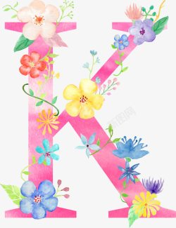 金色花边字母K英文字母高清图片