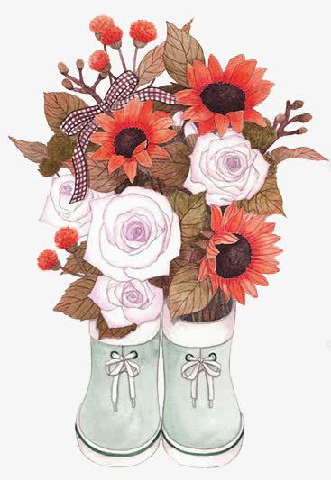 手绘花瓶里的花png免抠素材_新图网 https://ixintu.com 卡通 手绘 植物 玫瑰 瓶子 花 花瓶