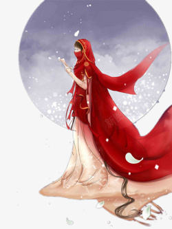 一身穿一身红衣的古代女子高清图片