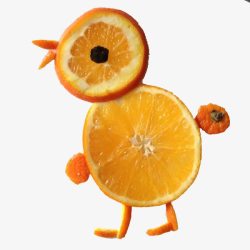 橘子拼盘动物小鸡素材