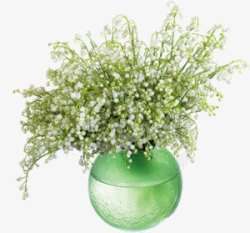 白色花朵绿色瓶子素材