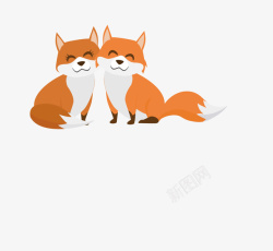 萌萌的狐狸爱情卡通可爱小动物装饰爱情动物高清图片