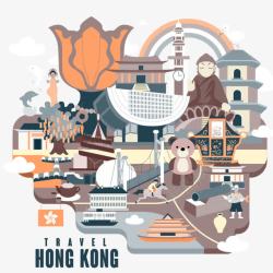 紫荆公园香港旅游矢量图高清图片