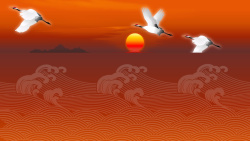棕色云彩仙鹤飞翔矢量图高清图片