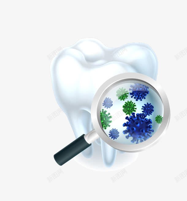 检查牙齿细菌png免抠素材_新图网 https://ixintu.com 放大镜 检查牙齿细菌 牙齿 牙齿细菌 矢量牙齿细菌