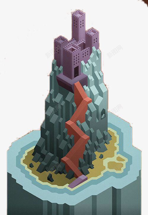 孤岛城堡psd免抠素材_新图网 https://ixintu.com 城堡 孤岛 装饰图案