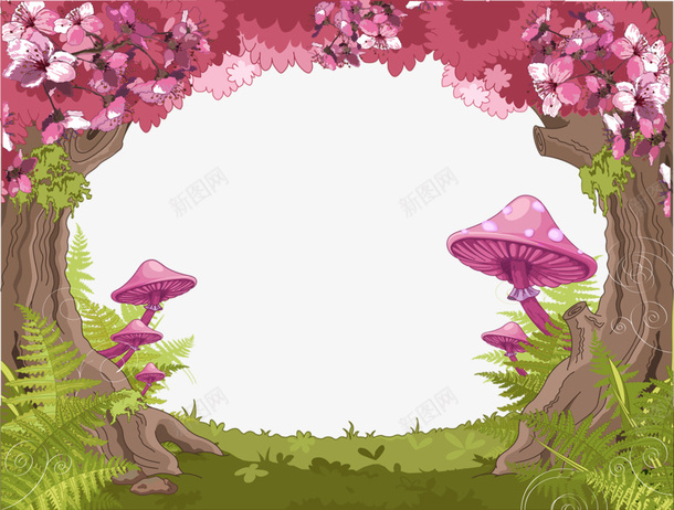 树林的树木png免抠素材_新图网 https://ixintu.com 树木 树林 紫色 蘑菇