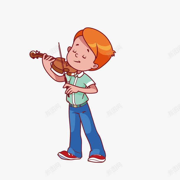 拉小提琴的男孩png免抠素材_新图网 https://ixintu.com png图形 png装饰 乐器 卡通 小提琴 男孩 装饰