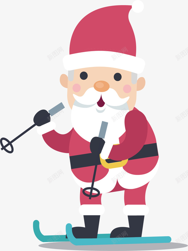 冬天滑雪的圣诞老人矢量图ai免抠素材_新图网 https://ixintu.com 可爱圣诞老人 圣诞老人 圣诞节 圣诞节快乐 滑雪圣诞老人 矢量png 矢量图