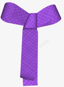 打结布条领结紫色丝带高清图片