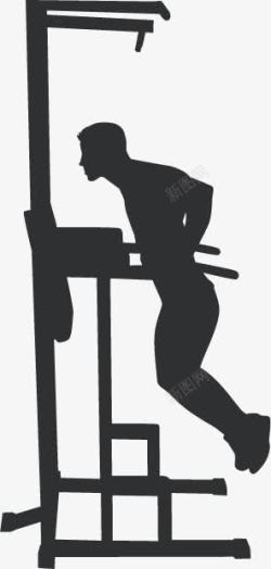 健身器材剪影锻炼的男子高清图片