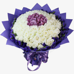 紫色花纸包玫瑰花九十九朵白玫瑰花儿高清图片