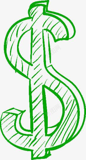 绿色手绘美元货币符号png免抠素材_新图网 https://ixintu.com 立体 绿色手绘 美元 货币符号