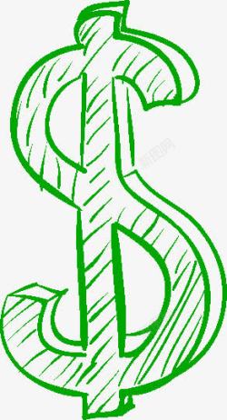 绿色手绘美元货币符号素材