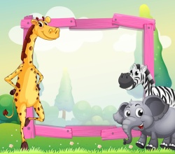 童趣大象矢量卡通动物儿童教育展板背景高清图片