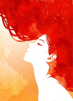侧脸海报红色头发女子背景矢量图高清图片