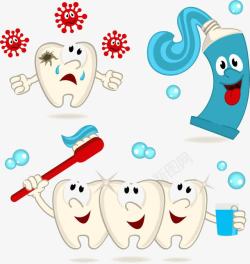 细菌牙齿牙膏刷牙素材