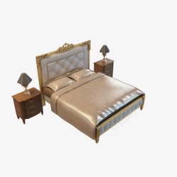 花纹大床金色花纹欧式大床高清图片