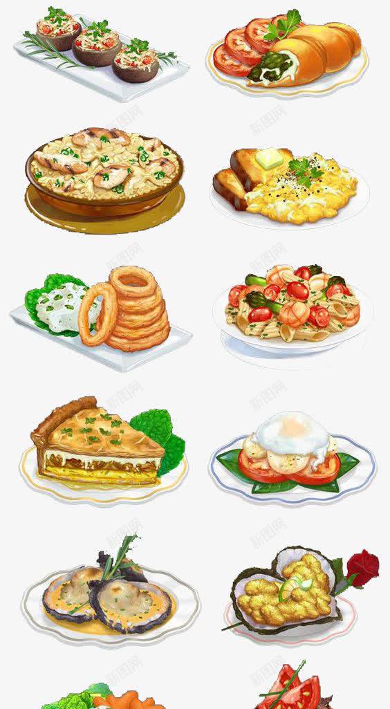 食物png免抠素材_新图网 https://ixintu.com 卡通食物 手绘食物 料理 料理插图 甜甜圈 面包片