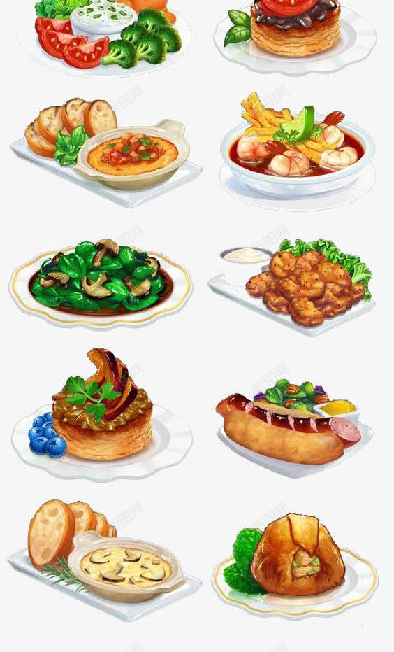 食物png免抠素材_新图网 https://ixintu.com 卡通食物 手绘食物 料理 料理插图 甜甜圈 面包片